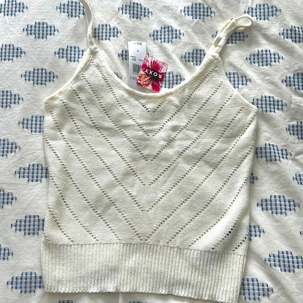 Roxy White Knit tank top NWT